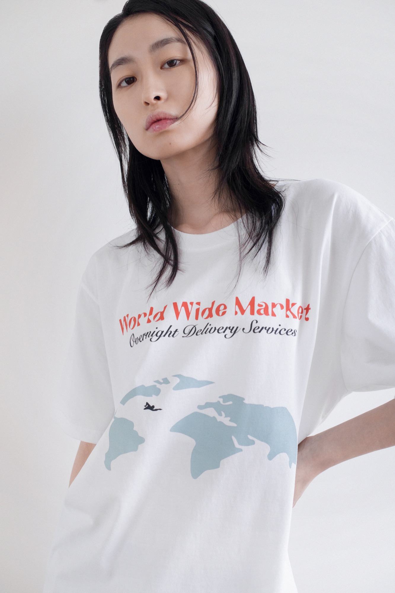 World wide market half t shirt, White