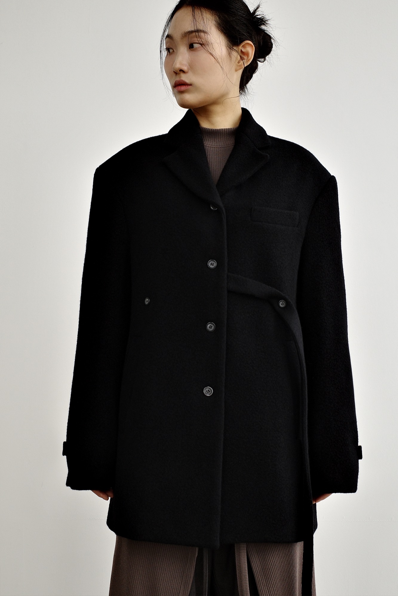 Fuzzy heavy wool coat, Black