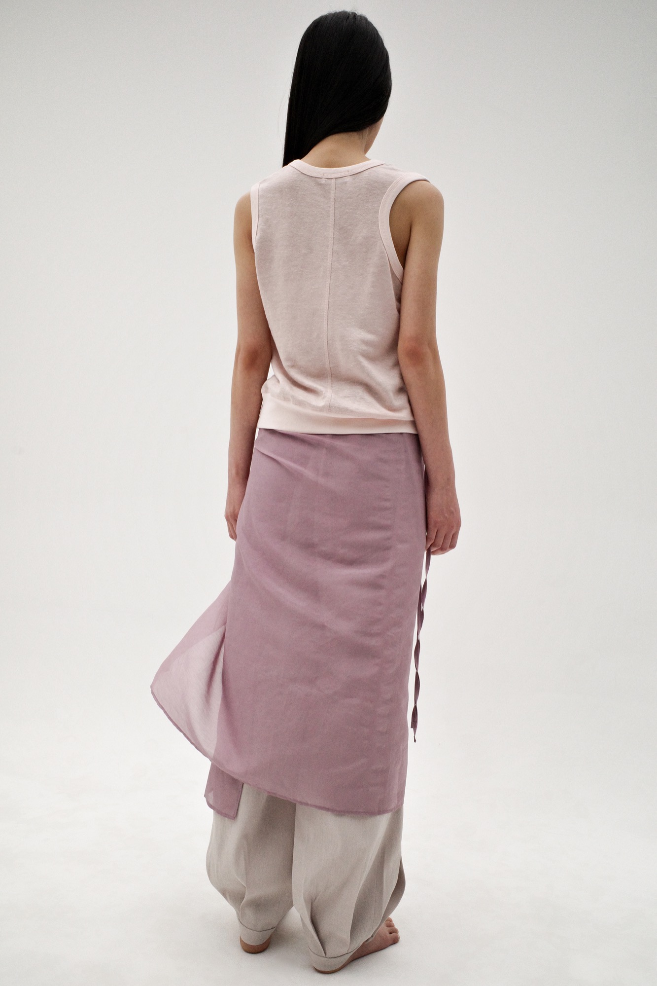 Cotton silk wrap skirt, Magenta